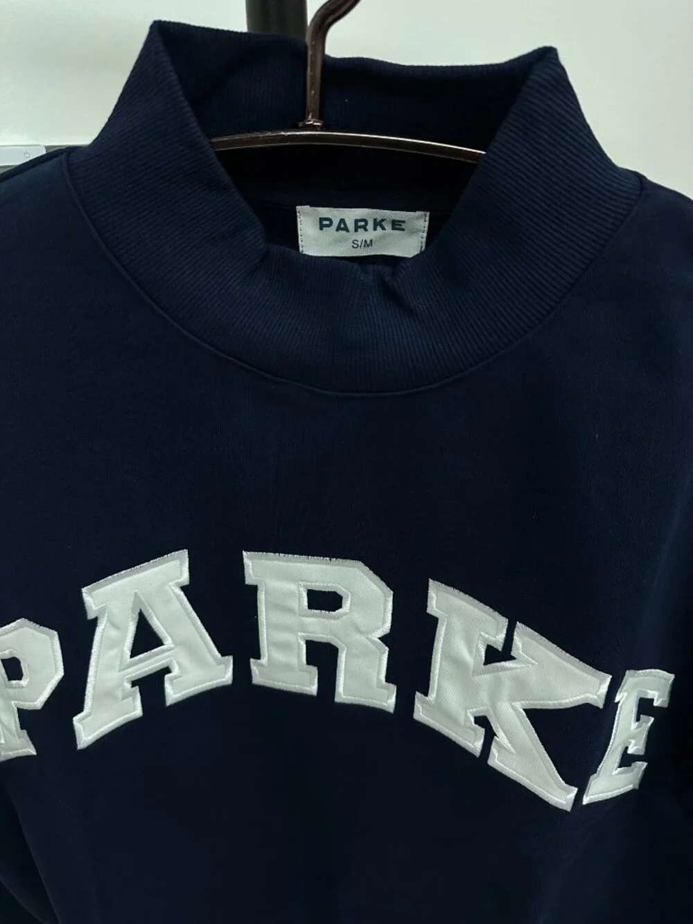PARKE Varsity Letter Mock Neck Sweatshirt